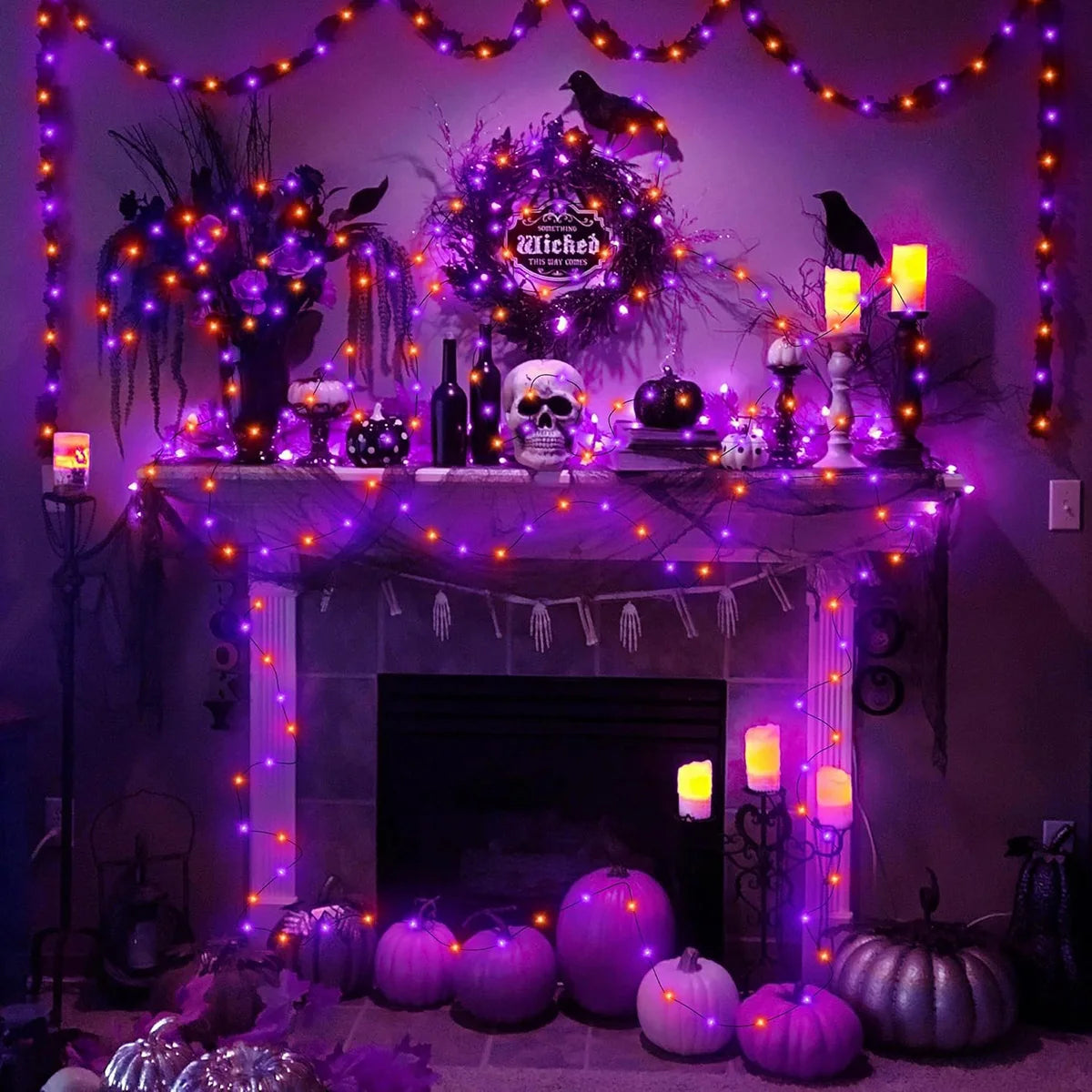 Halloween LED String Lights | Purple & Orange Battery Fairy Lights