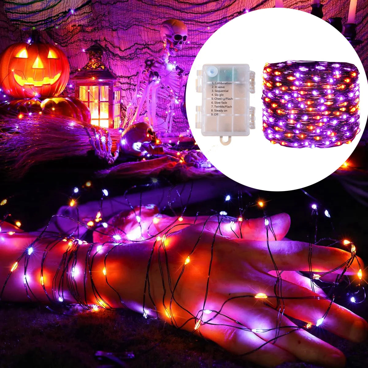 Halloween LED String Lights | Purple & Orange Battery Fairy Lights