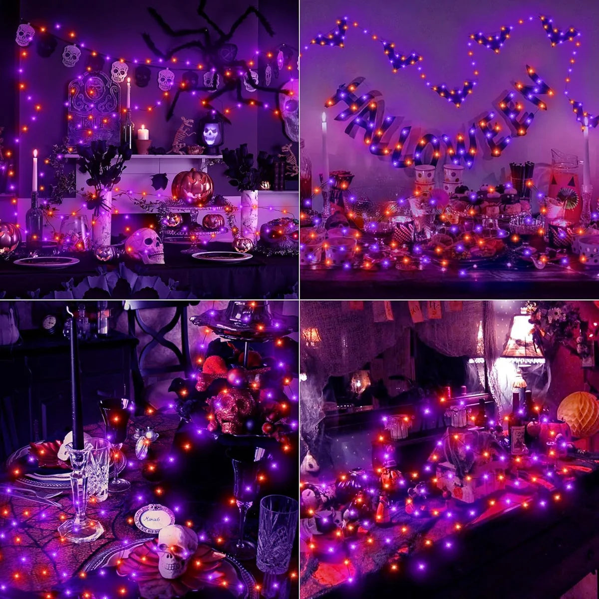 Halloween LED String Lights | Purple & Orange Battery Fairy Lights
